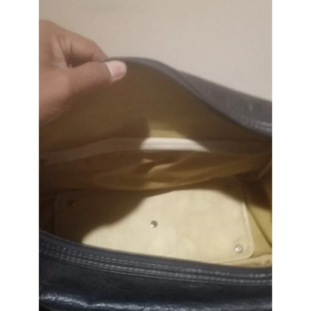 Vintage Samsonite Messenger Bag Navy Blue Leather Inner Pockets carry Handle